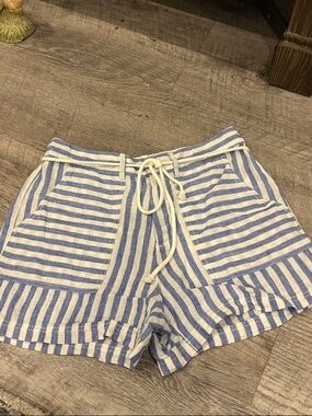 Nicole Miller  Blue and White Drawstring Women's Shorts